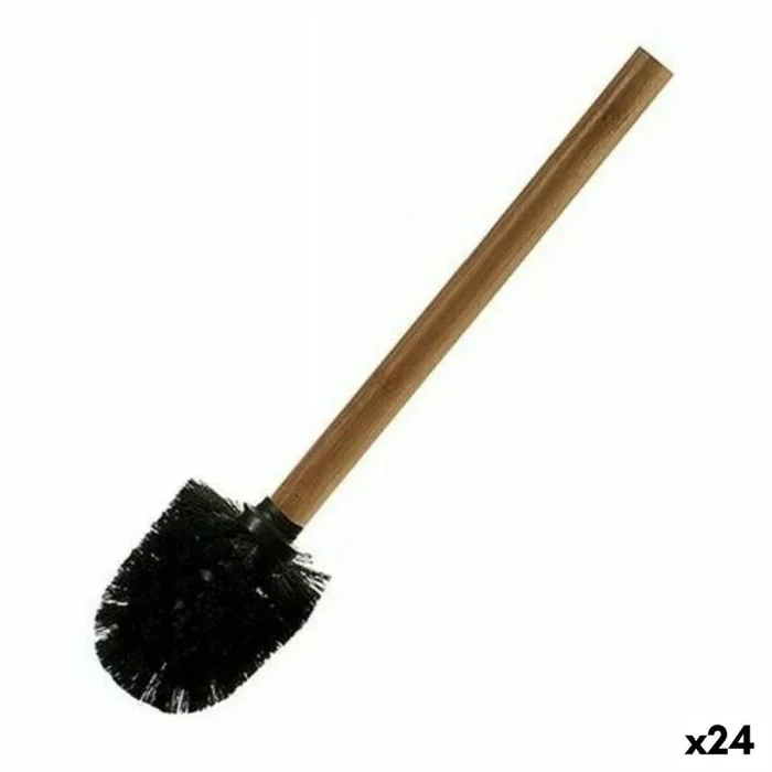 Escobilla para el baño negro marrón bambú (8 x 35,5 x 8 cm) (24 unidades)