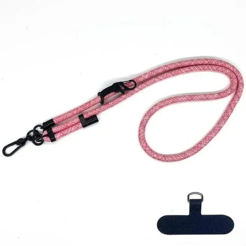 Espaciador de Cordón Ajustable Antipérdida para Teléfono Móvil Cuerda 10mm (Rosa Camuflaje)