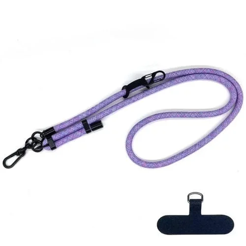 Espaciador de Cordón Ajustable Antipérdida para Teléfono Móvil Cuerda Gruesa 10mm (Arco Iris Púrpura)