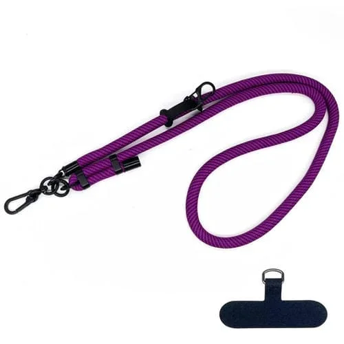 Espaciador de Cordón Ajustable Antipérdida para Teléfono Móvil Cuerda Gruesa 10mm (Rosa Púrpura)