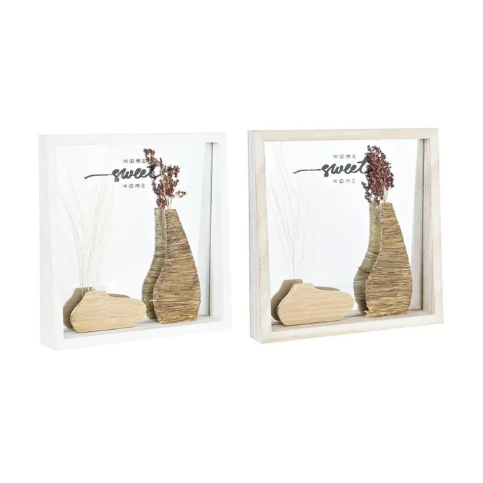 Espejo de pared dkd home decor blanco natural madera cristal madera mdf cottage 25 x 4 x 25 cm (2 unidades)
