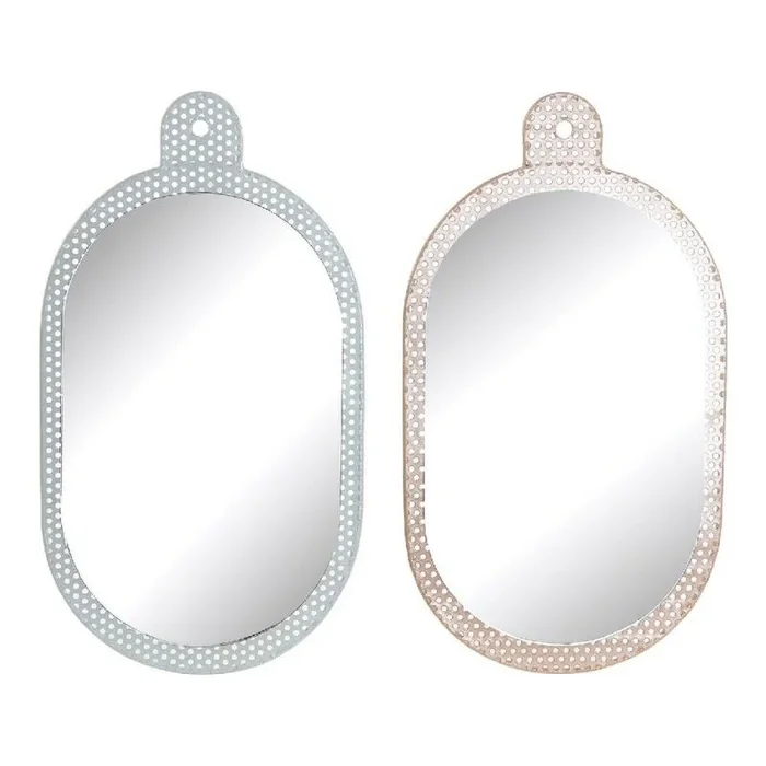 Espejo de pared dkd home decor blanco rosa metal cristal 22 x 1,5 x 40 cm (2 unidades)