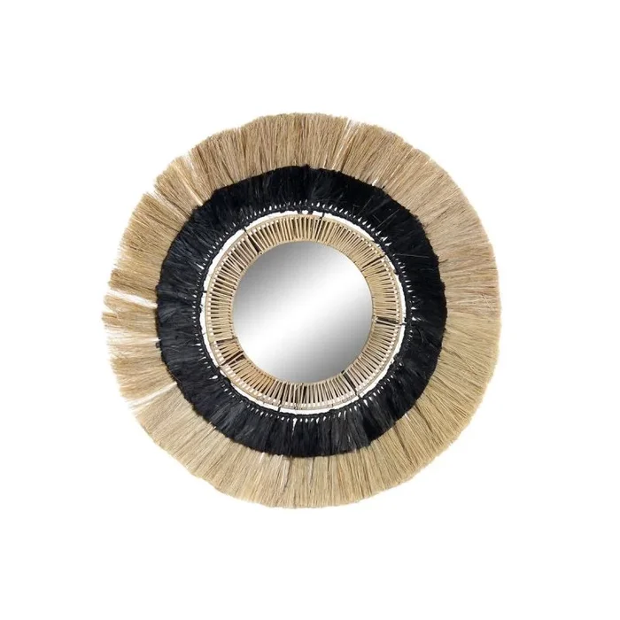 Espejo de pared dkd home decor natural negro colonial hierro fibra (55 x 7 x 55 cm)