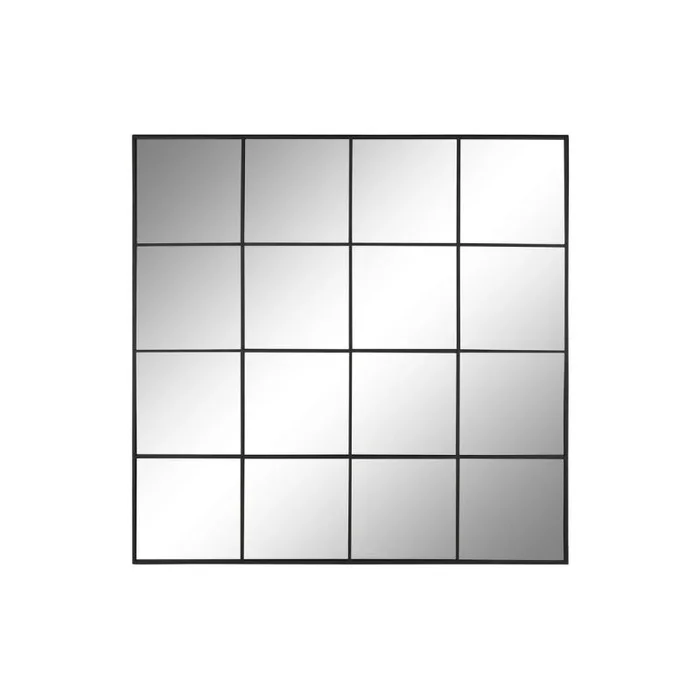 Espejo de pared home esprit negro ventana 122 x 2 x 122 cm
