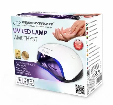 ESPERANZA EBN005 UV Lámpara LED para Amatista 54W Lacado híbrido Bombillas, Acrílico, Multicolor, 0.79 Inches