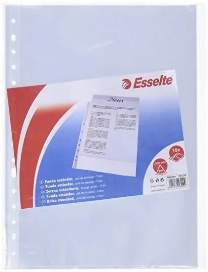 Esselte fundas multitaladro -11- copysafe piel de naranja a4 80 micras – bolsa de 10u-