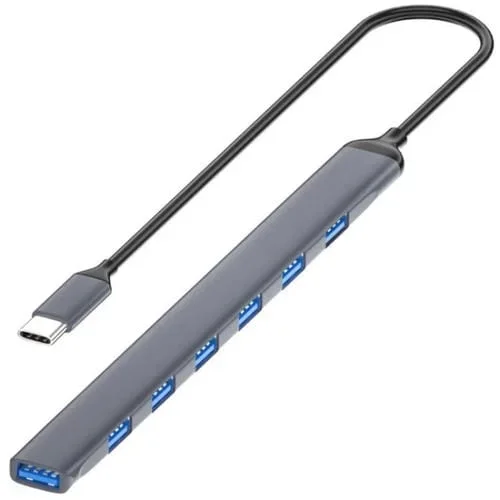 Estación de Acoplamiento Ads-303C Concentrador USB 3.0 7 Puertos para Computadora Portátil Tablet PC Puerto Tipo C