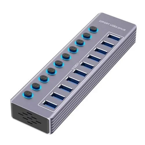 Estación de Carga de Energía USB Concentrador de Extensión USB 3.0 10 en 1 U310 con Interruptor Individual