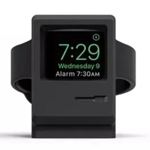 Estación de Soporte Base de Carga Apple Watch Gel de Sílice Estilo Retro (Negro)