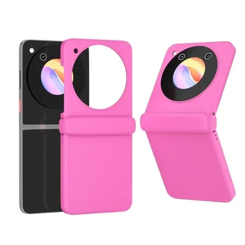 Estuche 3 en 1 para ZTE Libero Flip PC Cobertura Total Esmerilado con Bisagra (Rojo Rosa)