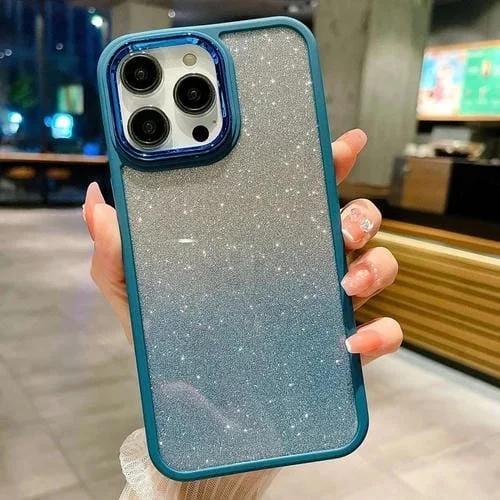 Estuche Acrílico para iPhone 14 con Galvanoplastia y Brillo Degradado (Azul)