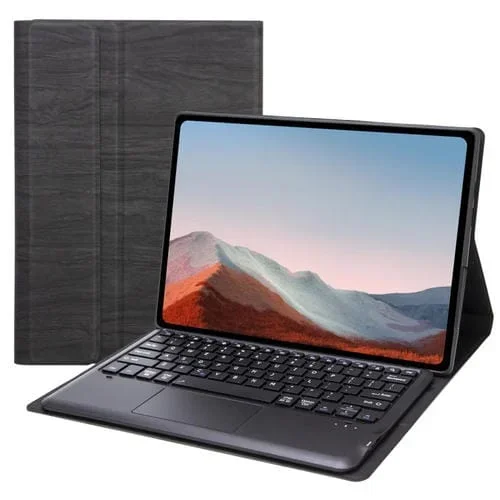 Estuche de Cuero con Teclado y Touchpad para Microsoft Surface Pro 4/5/6/7 (Negro)