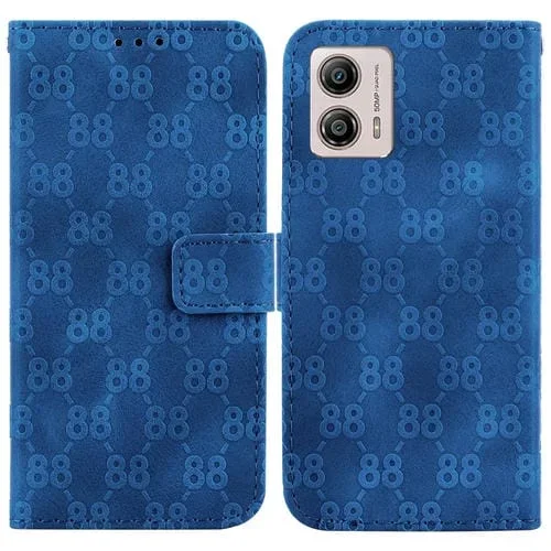 Estuche de Cuero En Relieve para Motorola Moto G13 / G23 / G53 con Doble Forma de 8 (Azul)