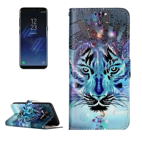 Estuche de Cuero Galaxy S8+ G955 Tapa Horizontal Patrón Lobo Soporte Ranuras Billetera