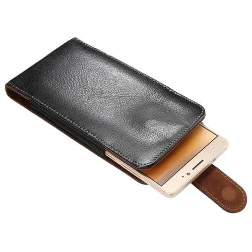 Estuche de Cuero Genuino Vertical con Textura de Litchi para Galaxy Mega 6.3 (Negro)