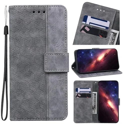 Estuche de Cuero Geométrico para Infinix Cero X Neo X6810 (Gris)