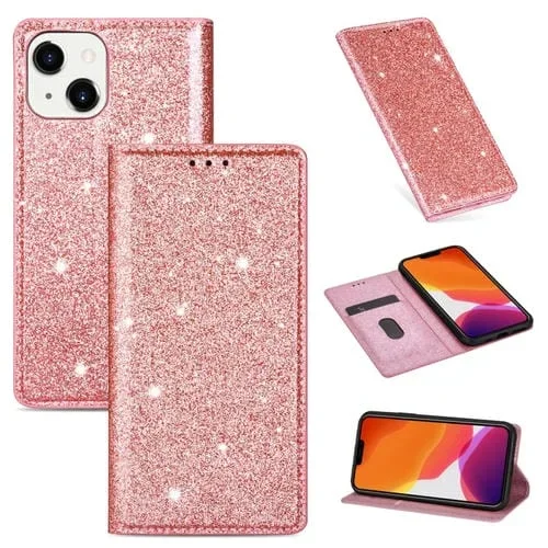 Estuche de Cuero Magnético para iPhone 14 Ultrafino Max (Oro Rosa)