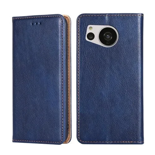 Estuche de Cuero Magnético para Sharp Aquos Sense7 (Azul)