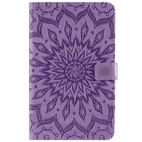 Estuche de Cuero para Galaxy Tab A 8.0 & S Pen (2019) con Tapa Horizontal y Soporte (Púrpura)