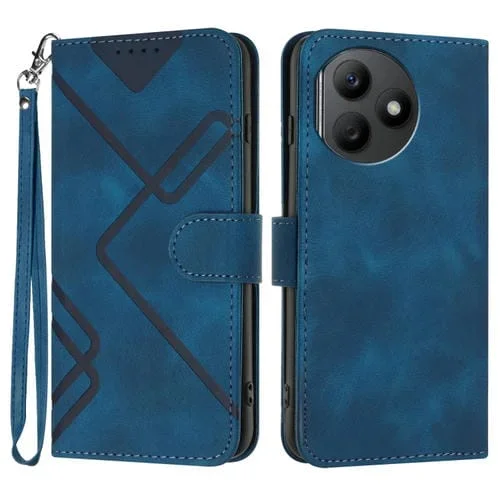 Estuche de Cuero para Honor X50I con Sensación de Piel y Patrón de Líneas (Azul Real)