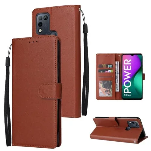 Estuche de Cuero para Infinix Smart 5 con Tapa Horizontal y 3 Ranuras para Tarjetas (Marrón)