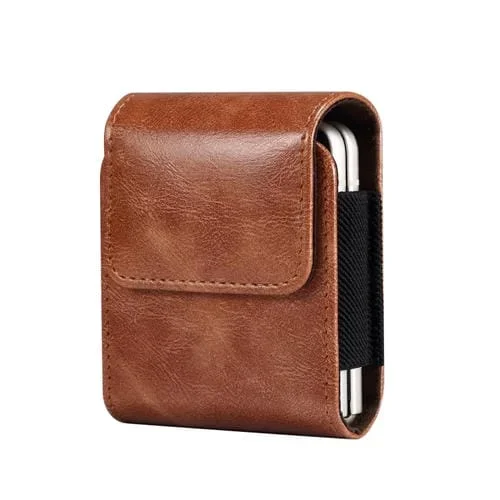 Estuche de Cuero para Móvil Universal Montada en la Cintura Plegable (Marrón)