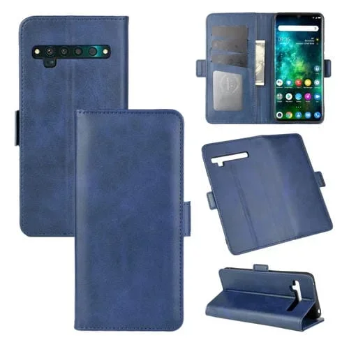 Estuche de Cuero para TCL 10 Pro con Tapa Horizontal, Hebilla Magnética, Soporte y Ranuras para Tarjetas (Azul Oscuro)