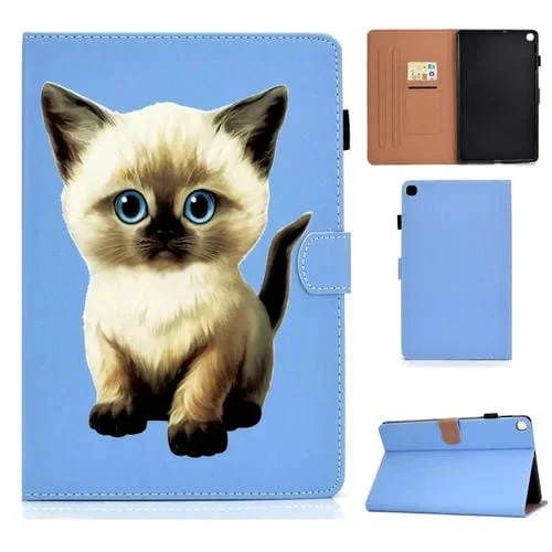 Estuche de Cuero Plano Izquierdo y Derecho con Tapa para Bolígrafo Ranura Tarjeta Hebilla Soporte (Perro)