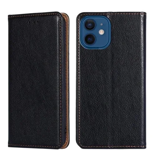 Estuche de Cuero + TPU para iPhone 13 Mini con Tapa Horizontal Magnética Soporte Ranura para Tarjeta Billetera (Negro)