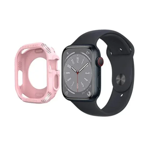 Estuche de Fibra de Carbono para Apple Watch Series 8 y 7 45mm a Prueba de Golpes (Rosa)