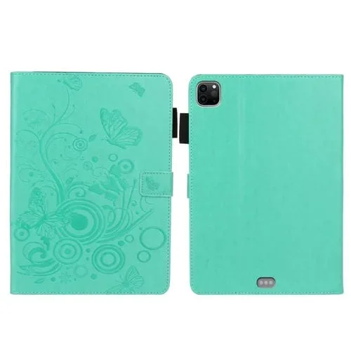 Estuche de Tableta Cuero Inteligente iPad Pro 11 2020/2018 Patrón Mariposa (Verde)