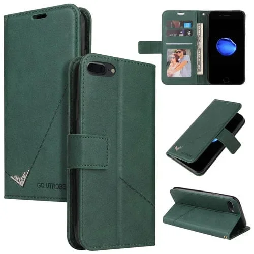 Estuche de Teléfono Gqutrobe Cuero En Ángulo Recto para iPhone 7 Plus / 8 Plus (Verde)