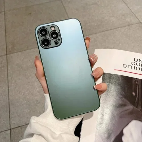 Estuche de teléfono para iPhone 11 Pro Max vidrio templado esmerilado (Verde Oscuro)