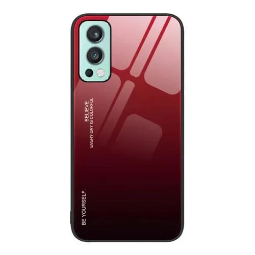 Estuche de Vidrio para OnePlus Nord 2 5G con Color Degradado (Rojo a Negro)
