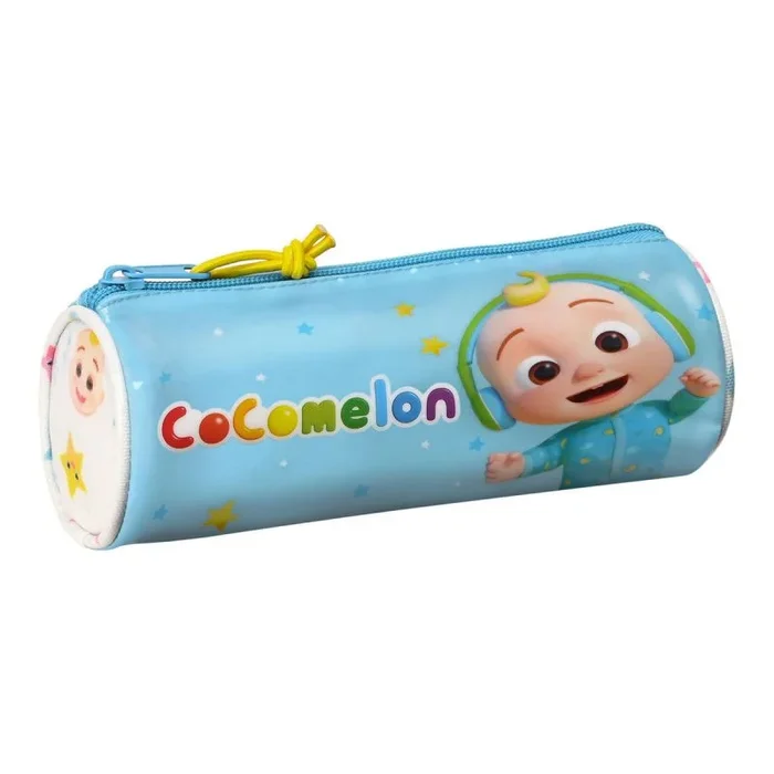 Estuche escolar cilíndrico cocomelon blanco multicolor (20 x 7 x 7 cm)