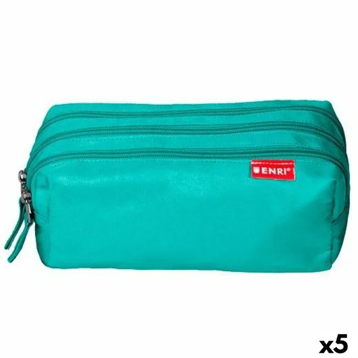 Estuche escolar enri turquesa 21 x 7 x 11 cm (5 unidades)
