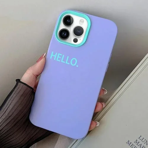 Estuche híbrido para iPhone 12 Pro Max Hello Word PC y TPU (Púrpura)