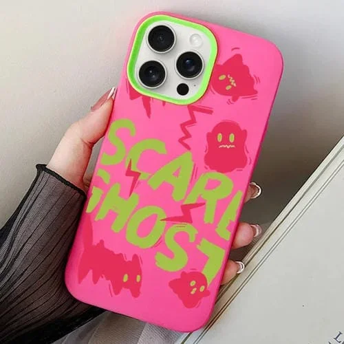 Estuche híbrido para iPhone 12 Pro Max Scared Ghost PC y TPU (Rojo Rosa)