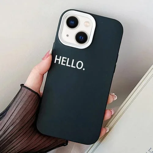 Estuche híbrido para iPhone 13 Hello Word de PC y TPU (Negro)