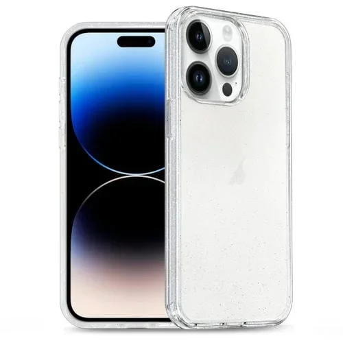 Estuche híbrido para iPhone 14 Pro Glitter Powder TPU para teléfono (Translúcido)