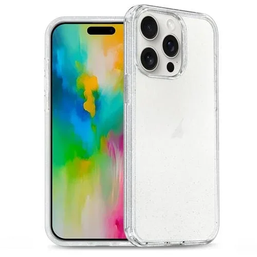 Estuche híbrido para iPhone 16 Pro Max Glitter Powder TPU para teléfono para PC (Translúcido)