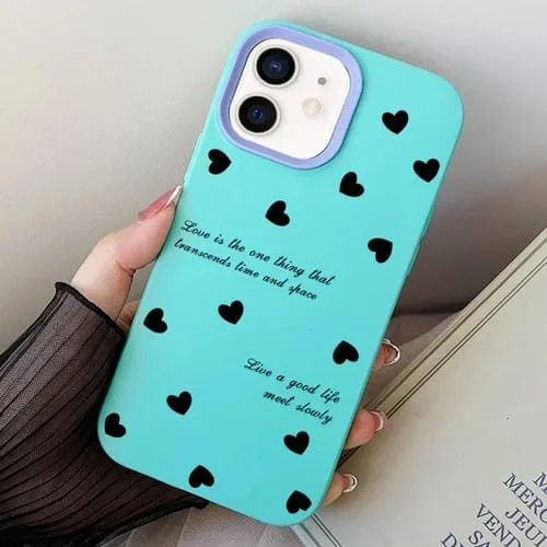 Estuche híbrido para teléfono iPhone 11 Love Hearts PC y TPU (Cian Cielo)