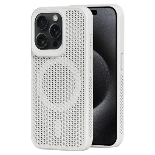 Estuche Magnético para Teléfono iPhone 15 Pro Max Magsafe con Disipación de Calor (Blanco)