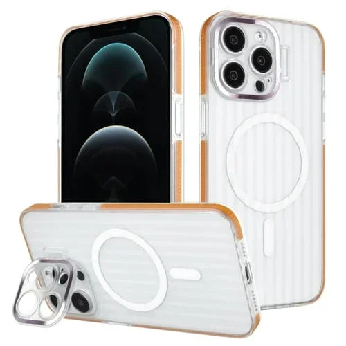 Estuche Magnético para Teléfono Magsafe con Soporte para Lente para iPhone 12 Pro (Naranja)