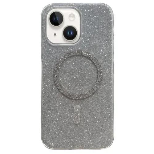 Estuche Magnético para Teléfono TPU Glitter Magsafe para iPhone 13 (Plateado)