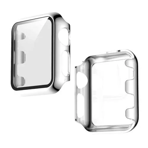 Estuche para Apple Watch Series 3, 2 y 1 42mm PC Galvanizado con Película Templada (Plata)