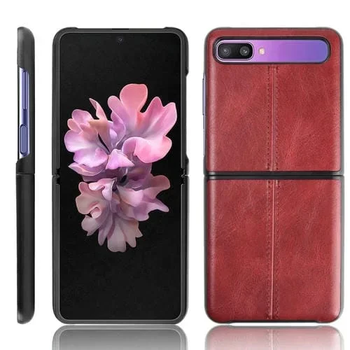 Estuche para Galaxy Z Flip PC + PU + TPU Patrón de Vaca a Prueba de Golpes (Rojo)