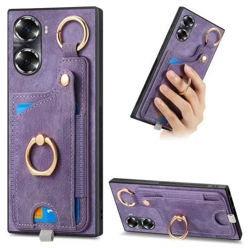 Estuche para Honor 60 con Bolsa para Tarjeta Anillo y Lazo para Colgar (Púrpura)