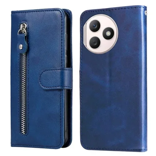 Estuche para Honor X50I de Cuero con Cremallera y Textura de Becerro (Azul)