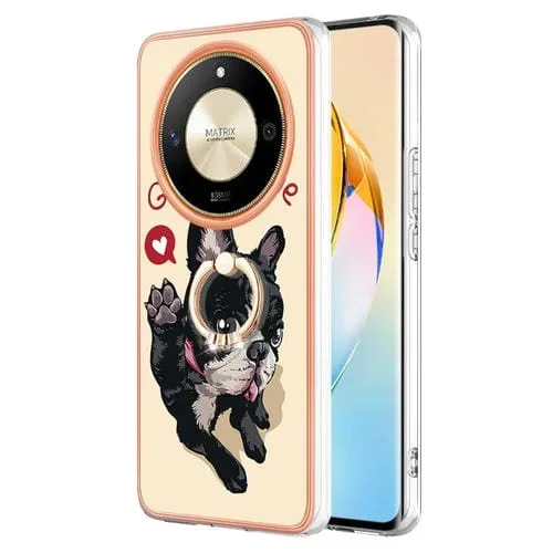 Estuche para Honor X9B con Galvanoplastia IMD Doble Cara y Soporte para Anillo (Perro de la Suerte)